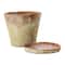 Distressed Terracotta Cement Planter with Saucer Set